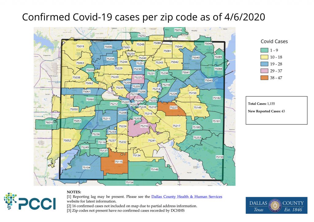 Coronavirus Briefs Dallas' Latest Zip Code Map (& More). Central Track